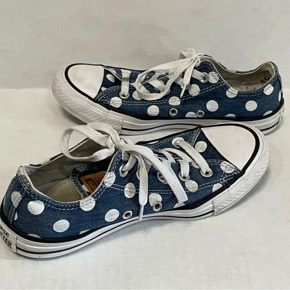 Converse All-Star Navy White Polka Dots Canvas Sneakers Shoes Unisex 4 (M) 6 (W) - Picture 6 of 8